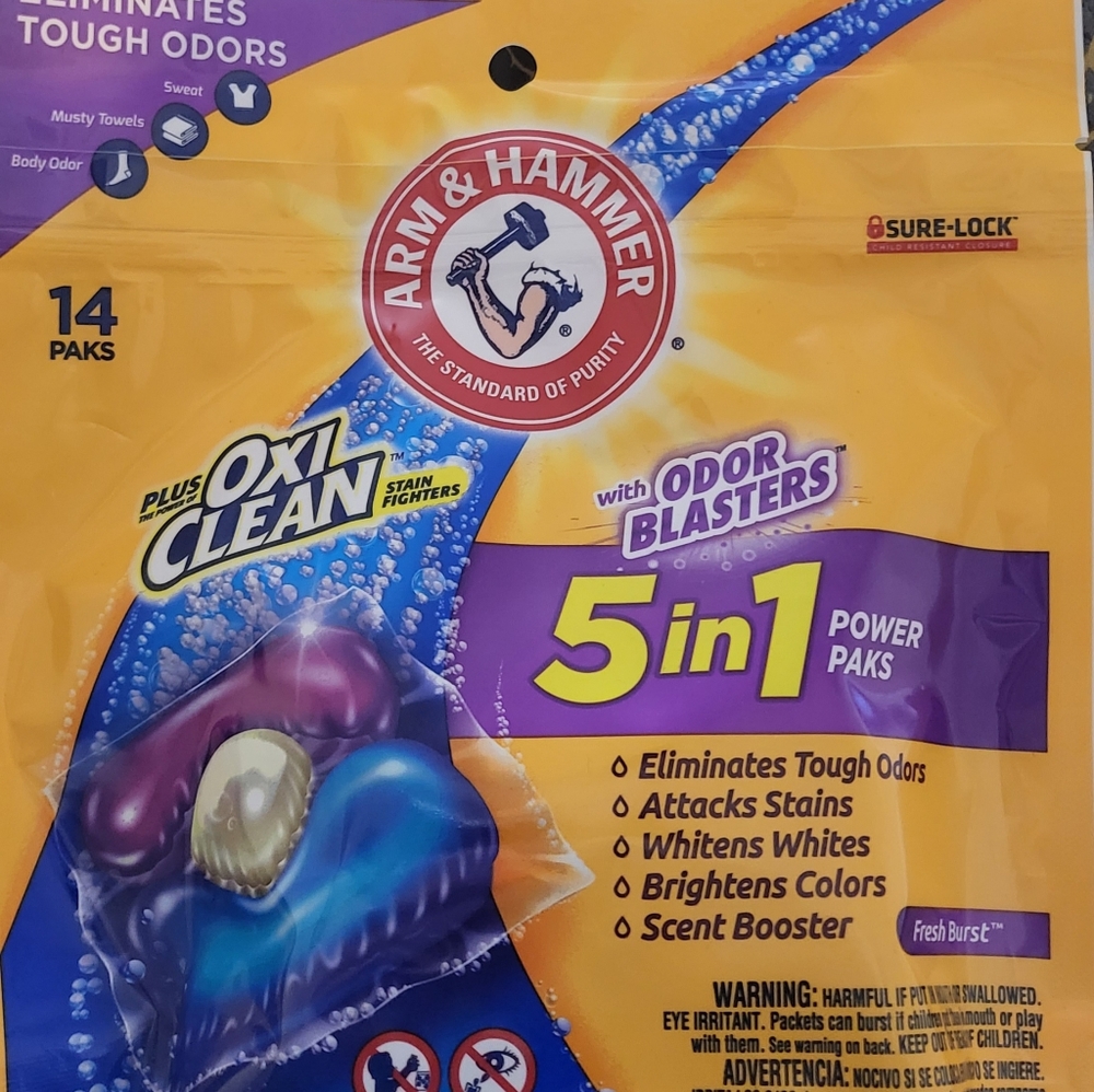 Arm and hammer detergent pods bundle 5 packs